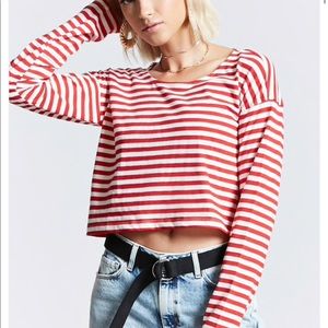 Boxy striped long sleeve tee